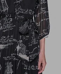 Karl Lagerfeld Paris Women's Surplice Chiffon Shirtdress