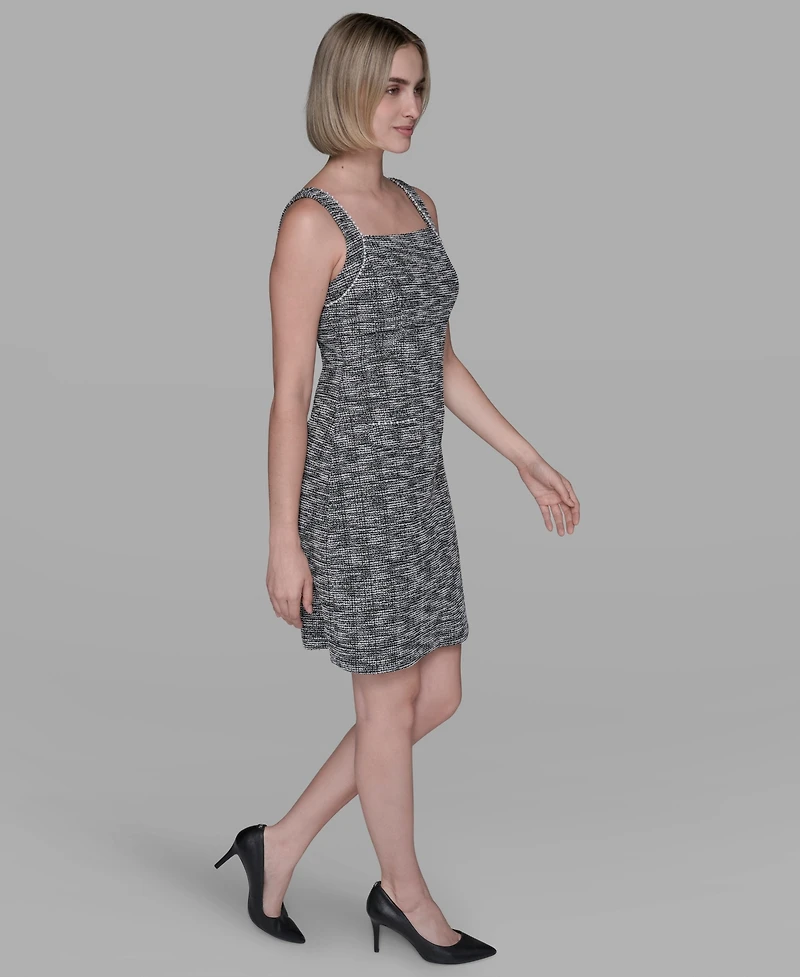 Karl Lagerfeld Paris Women's Metallic Knit Tweed Sheath Dress