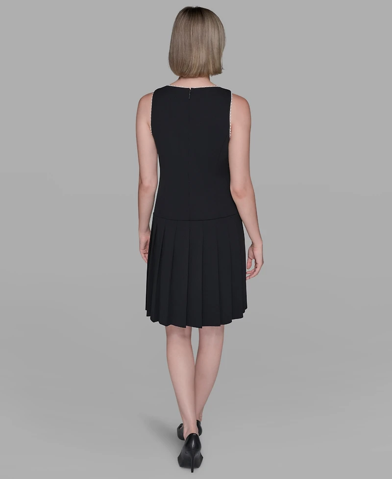 Karl Lagerfeld Paris Women's Embellished Bow A-Line Dress