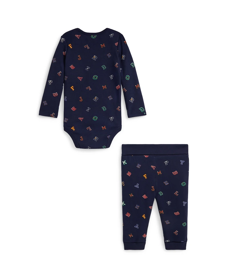 Polo Ralph Lauren Baby Boys 2-Piece Printed Interlock Bodysuit and Pants Set