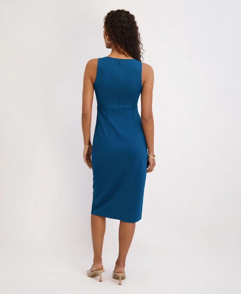 Siena Women's Ruched Side-Twist Sleeveless Midi Dress