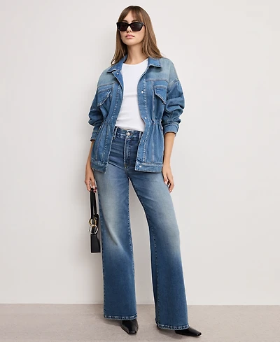 Good American Women's Barrel Sleeve Denim Jacket