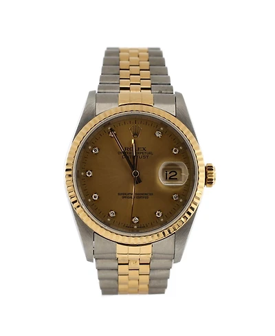 Pre-Owned Rolex Oyster Perpetual Datejust Automatic Watch in Stainless Steel and Gold with Diamond Markers 36mm