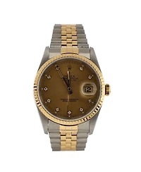 Pre-Owned Rolex Oyster Perpetual Datejust Automatic Watch in Stainless Steel and Gold with Diamond Markers 36mm