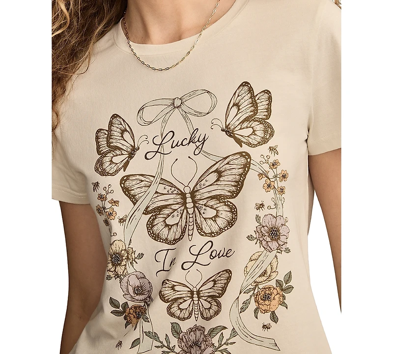 Lucky Brand Women's Love Butterfly Classic Crewneck T-Shirt