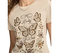 Lucky Brand Women's Love Butterfly Classic Crewneck T-Shirt