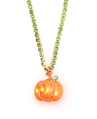 Betsey Johnson Faux Stone Pumpkin Pendant Tennis Necklace