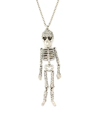 Betsey Johnson Faux Stone Pave Skeleton Pendant Long Necklace