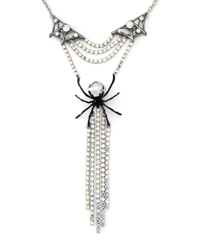 Betsey Johnson Faux Stone Disco Spider Fringe Y-Necklace