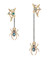 Betsey Johnson Faux Stone Spider Mismatch Linear Earrings