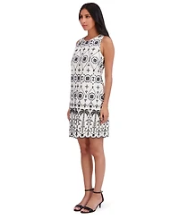 London Times Petite Sleeveless Cotton Eyelet Shift Dress