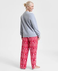 Holiday Lane Women's Merry Plaid Applique Sweatshirt, Macy's Exclusive