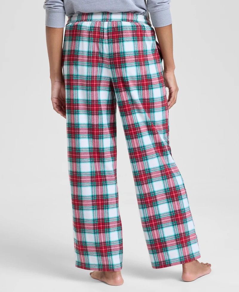 Holiday Lane Women's Merry Plaid Fleece Pajama Pants, Macy's Exclusive