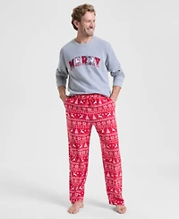 Holiday Lane Men's Deer Fair Isle Fleece Pajama Pants, Macy's Exclusive