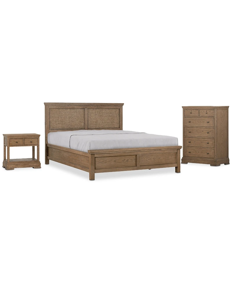 Alverton 3 Pc. King Cane Set (Bed, Chest & 1-Drawer Nightstand), Created for Macy's.