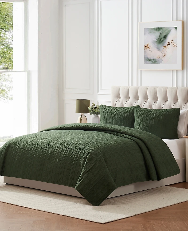 Seventh Studio Cable-Knit Pinsonic Microfiber -Pc. Quilt Set