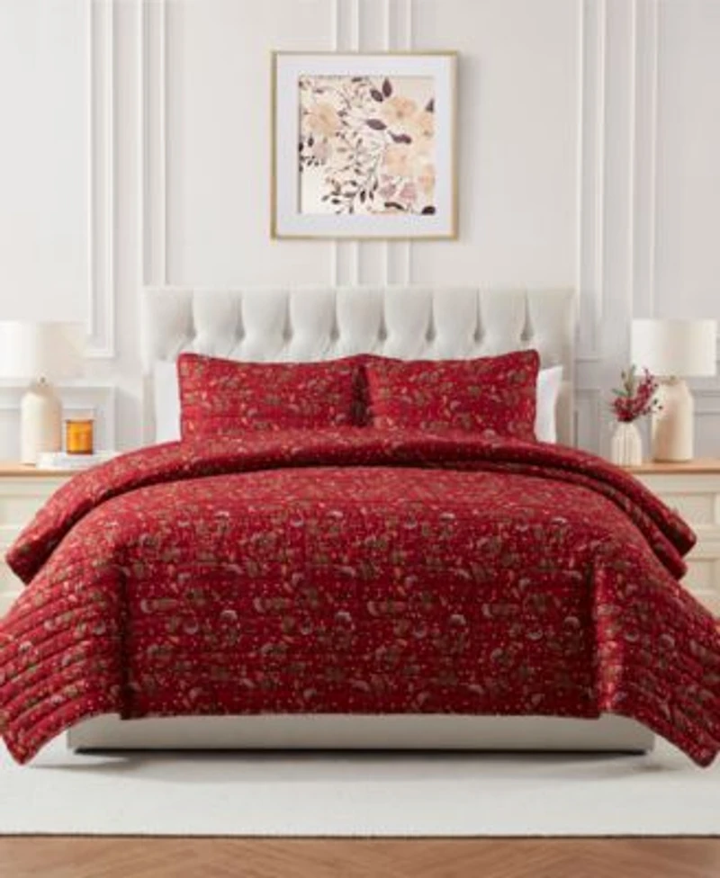 Seventh Studio Ivvy Botanical Print Pinsonic Microfiber Quilt Sets