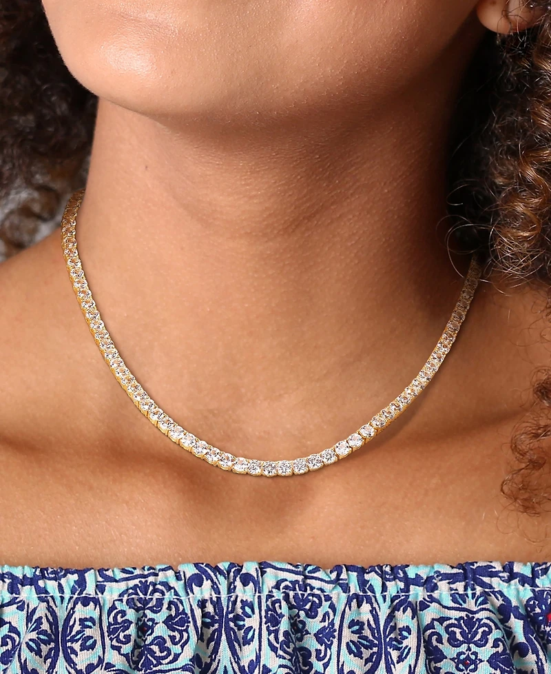 Lab Grown White Sapphire Tennis Necklace (33 ct. t.w.) Sterling Silver, 18" (Also Available 18k Gold Plated over Silver)
