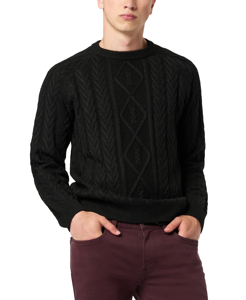 Buffalo David Bitton Men's Walder Solid Cable Knit Sweater