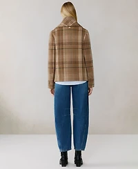 Soia & Kyo Women's Short Plaid Wool Blend Coat