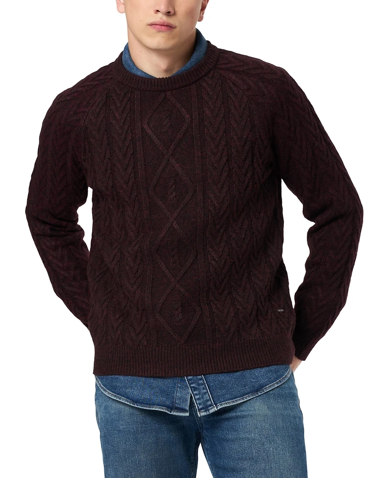 Buffalo David Bitton Men's Walder Solid Cable Knit Sweater