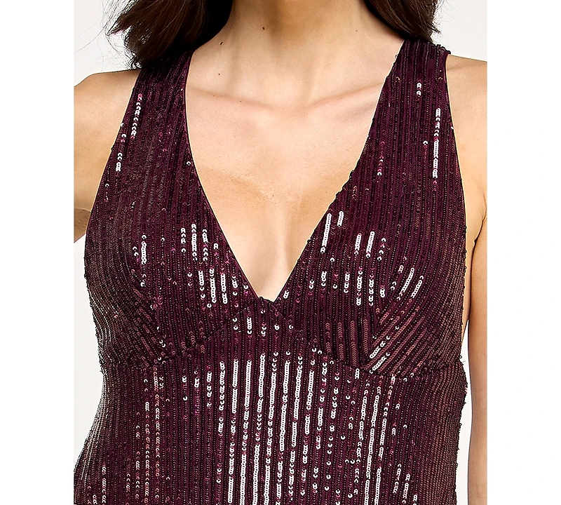 Violet Weekend Women's Juniors' Halter Sequin Shift Dress