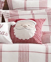 Levtex Peppermint Plaid Santa Applique Decorative Pillow, 18" x 18"