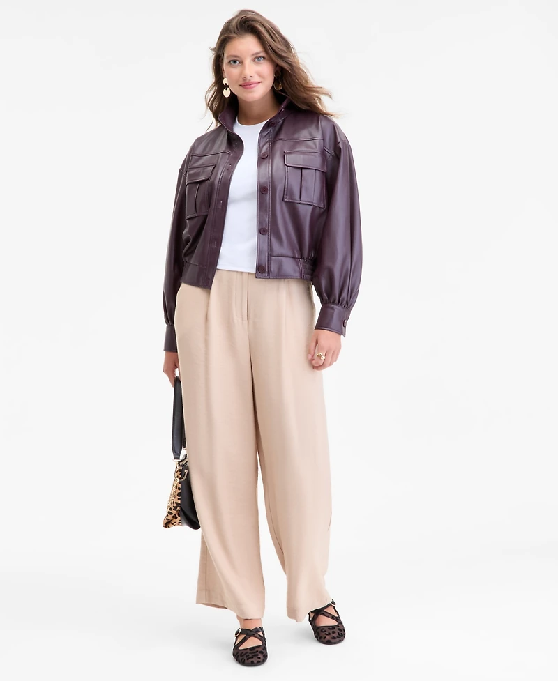 On 34th Women's Faux-Leather Bomber Jacket, Macy's Exclusive