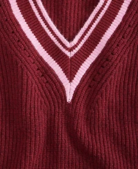 On 34th Women's Varsity Tipped V-Neck Sweater, Macy's Exclusive