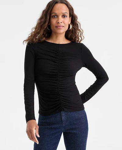 I.n.c. International Concepts Petite Ruched-Front Top, Macy's Exclusive