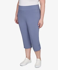 Hearts Of Palm Plus Solid Tech Stretch Capri Pants