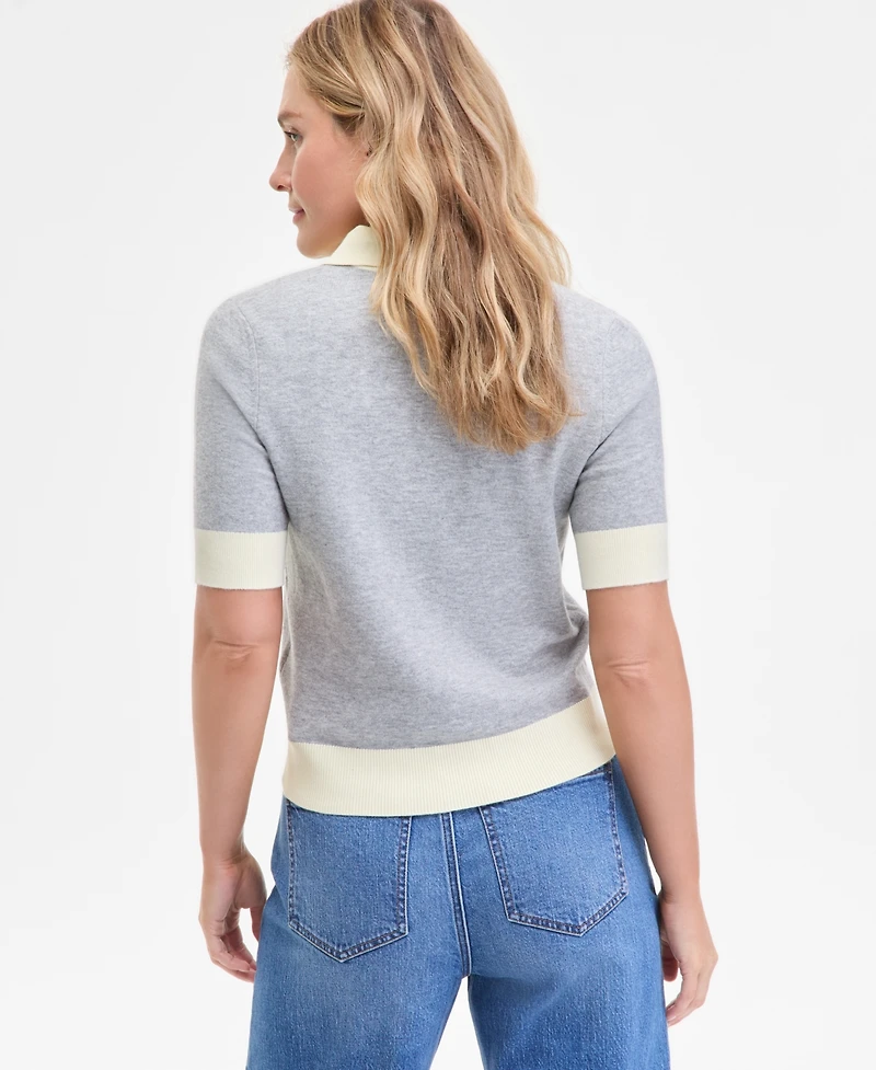 On 34th Women's Colorblocked Polo Short Sleeve Sweater, Macy's Exclusive