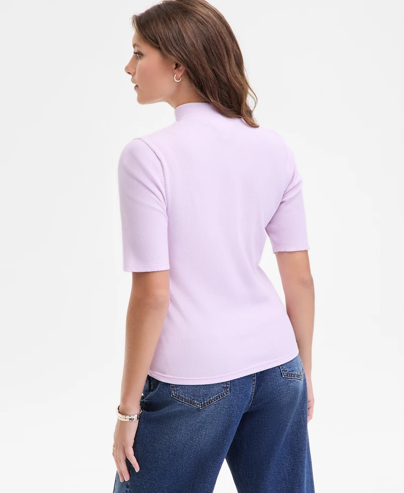 On 34th Women's Mock Neck Elbow-Sleeve Top, Created for Macy's