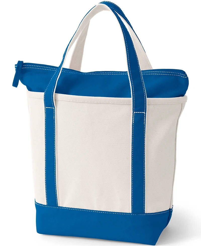 Lands' End Natural 5 Pocket Zip Top Canvas Tote Bag