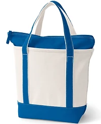 Lands' End Natural 5 Pocket Zip Top Canvas Tote Bag
