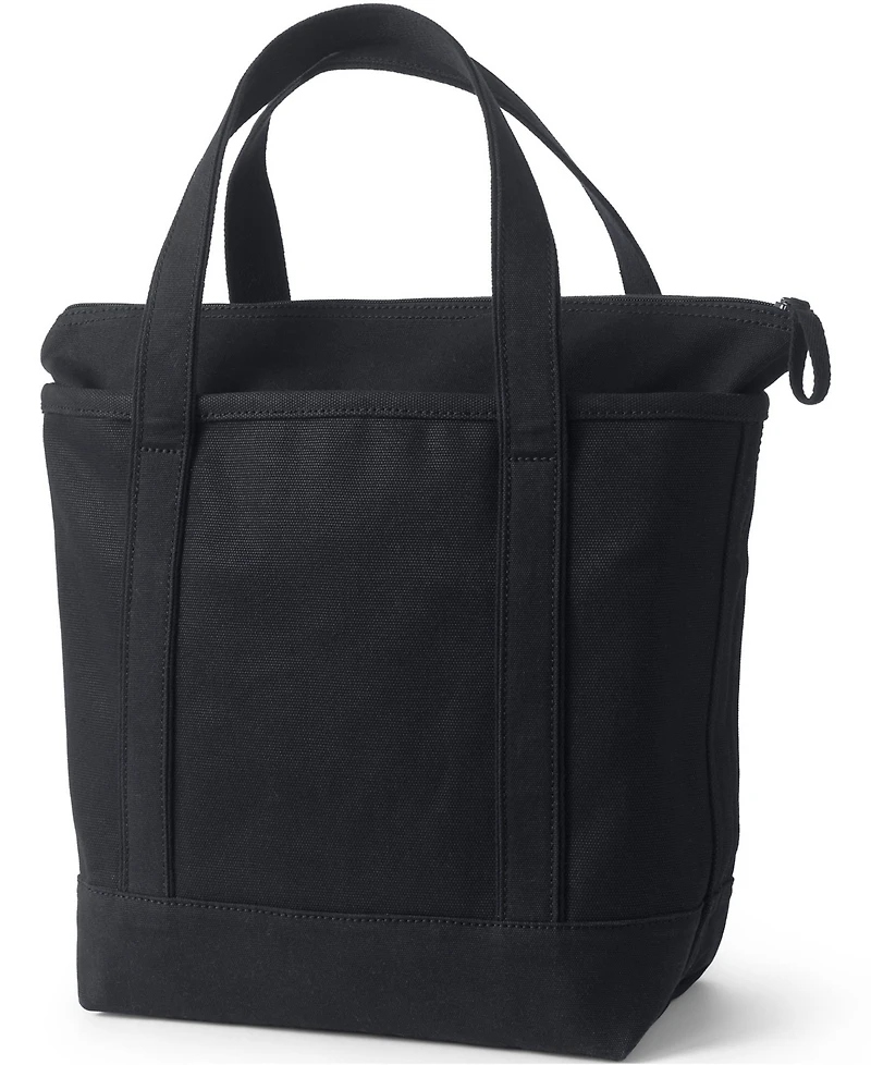 Lands' End Medium Solid Color 5 Pocket Zip Top Canvas Tote Bag