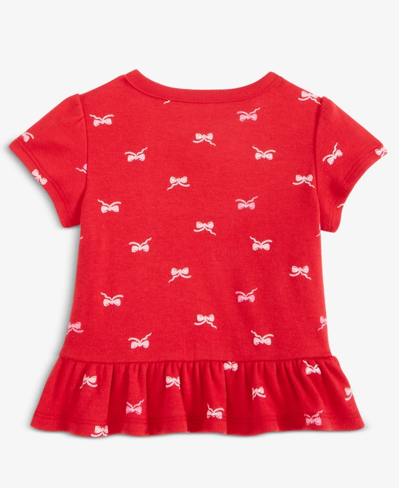 First Impressions Baby Girls Short-Sleeve Jersey Bows-Print T-Shirt, Macy's Exclusive