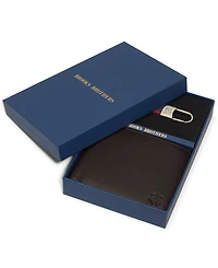Brooks Brothers Men's Bi-Fold Wallet and Keychain Gift Set