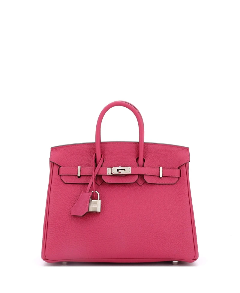 Pre-Owned Hermes Birkin 25 Handbag Pink Togo with Palladium Hardware