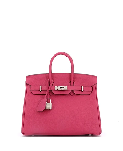 Pre-Owned Hermes Birkin 25 Handbag Pink Togo with Palladium Hardware