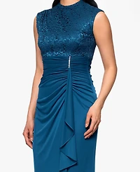B&A By Betsy and Adam Women's Lace Ruched Dress