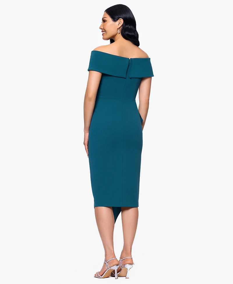 B&A By Betsy and Adam Off-the-Shoulder Midi Scuba Crepe Dress