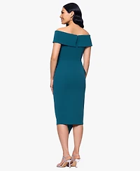 B&A By Betsy and Adam Off-the-Shoulder Midi Scuba Crepe Dress