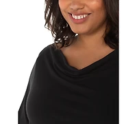 Liverpool Los Angeles Plus 3/4-Sleeve Draped Knit Top