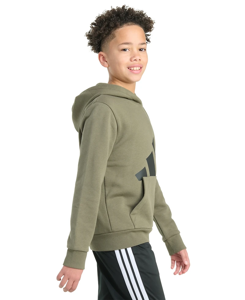 adidas Big Boys Long-Sleeve Essential Logo Fleece Pullover Hoodie