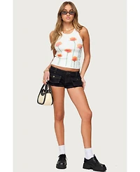 Edikted Womens Cavella Stretchy Denim Micro Shorts