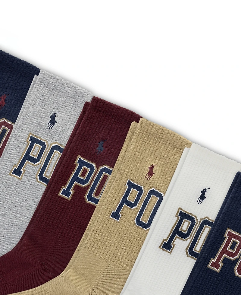 Polo Ralph Lauren Men's 6-Pack Varsity Logo Crew Socks
