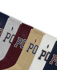 Polo Ralph Lauren Men's 6-Pack Varsity Logo Crew Socks