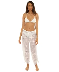 Becca Women's Las Colinas Stretch Lace Crochet Cover-Up Pants