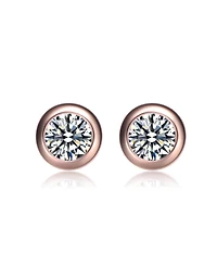 Modern Cubic Zirconia Solitaire Stud Butterfly Post Back Earrings